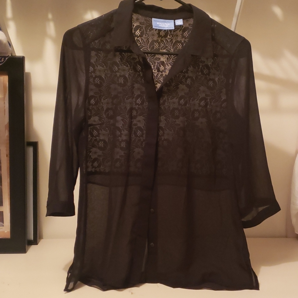 Vera Wang Lace Button Down